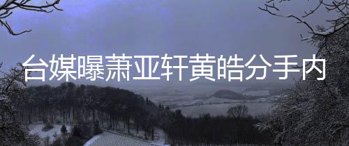 内幕曝萧亚轩台媒态差选择黄皓后状伤分手分手